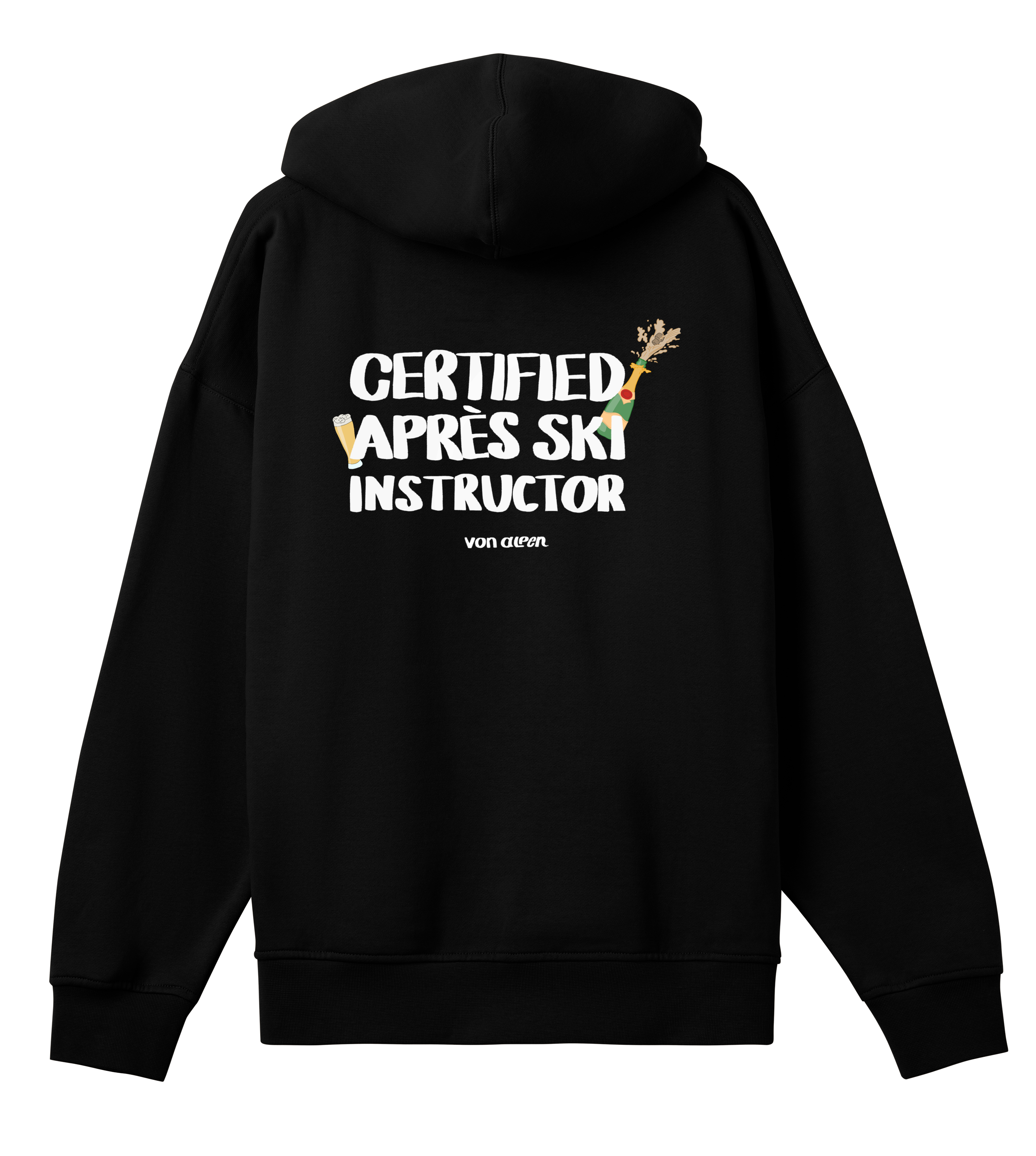 Certified Après-Ski Instructor Hoodie Oversized Men’s (Back Print)